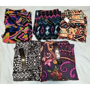 New! Bulk Lot 5 Pcs Women's Assorted Printed Brushed Leggings One Size (b2 L4 )